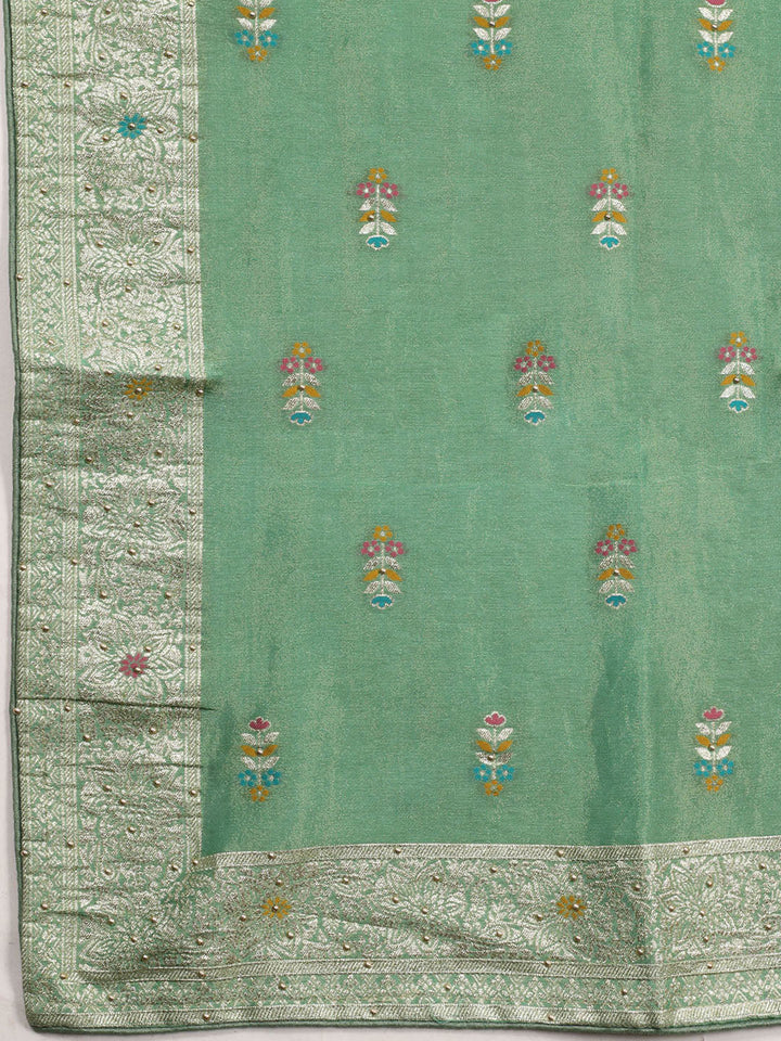 Woven Tissue Unstitched Suit Piece With Dupatta