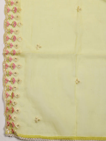 Neck Embroidered Muslin Unstitched Suit Piece With Dupatta