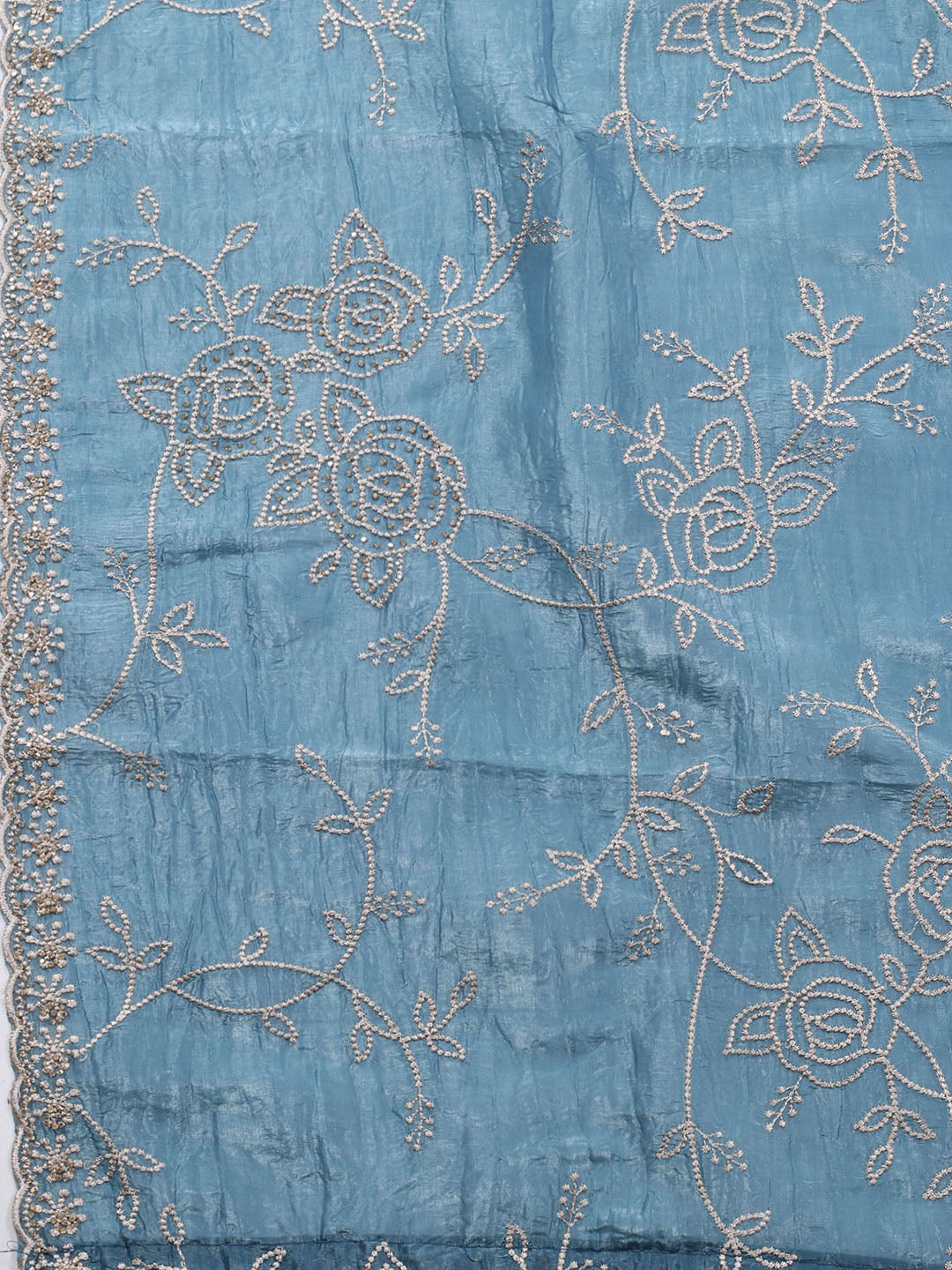 Embroidery Tissue Unstitched Suit Piece With Dupatta