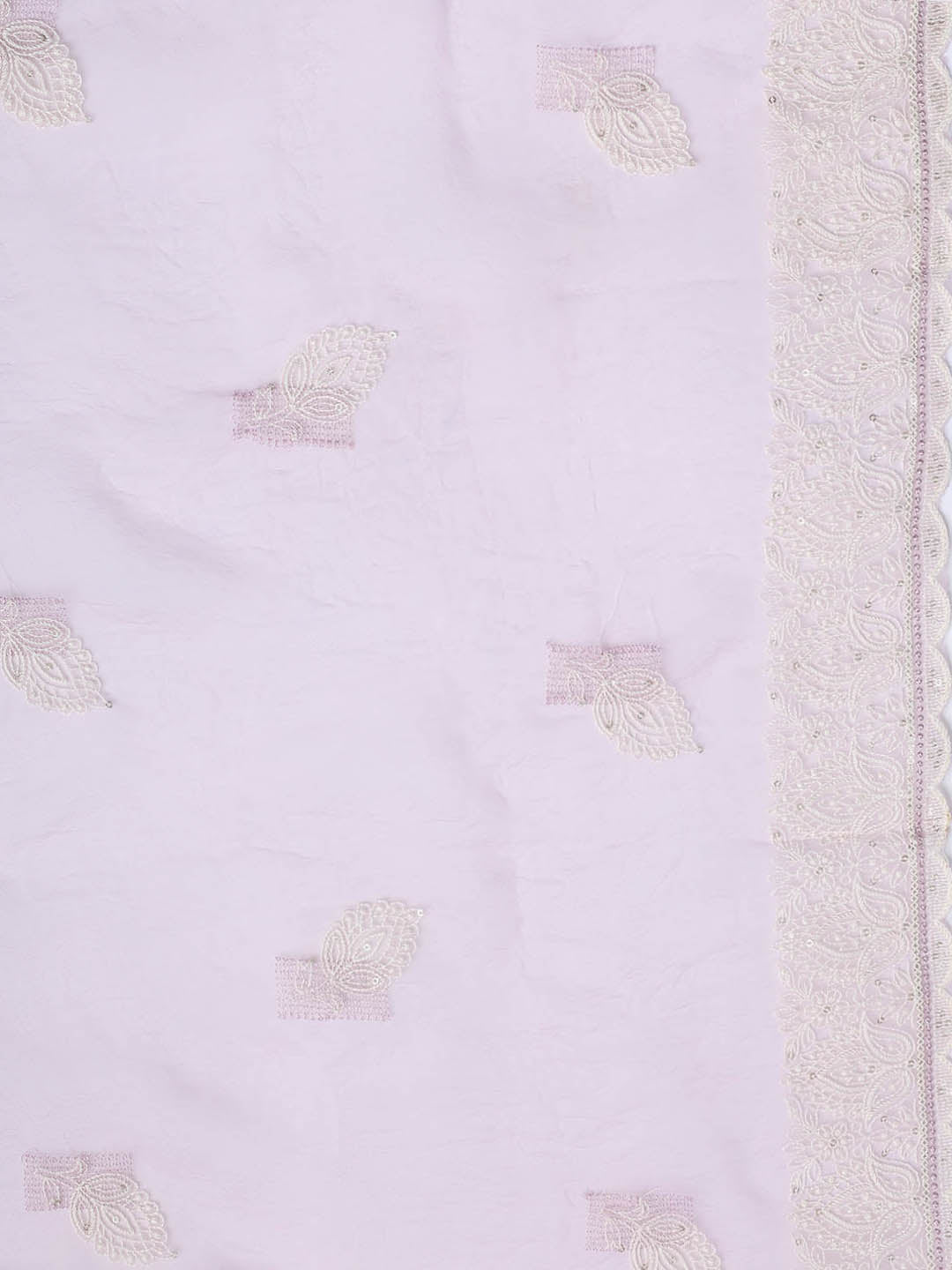 Thread Embroidery Organza Unstitched Suit Piece With Dupatta