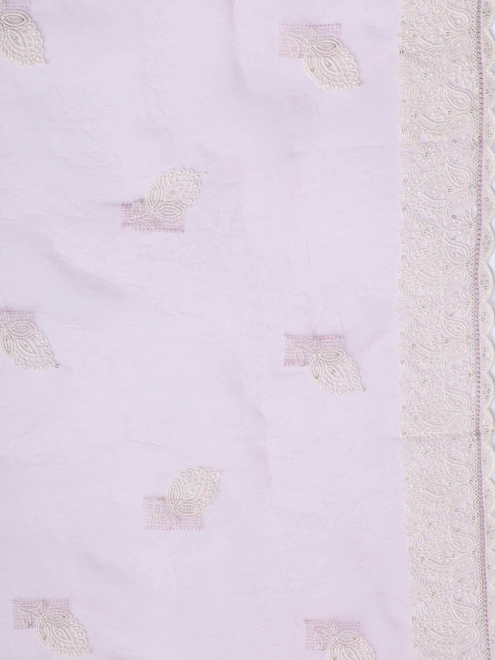 Thread Embroidery Organza Unstitched Suit Piece With Dupatta