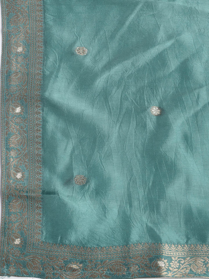Embroidered Chanderi Unstitched Suit Piece With Dupatta