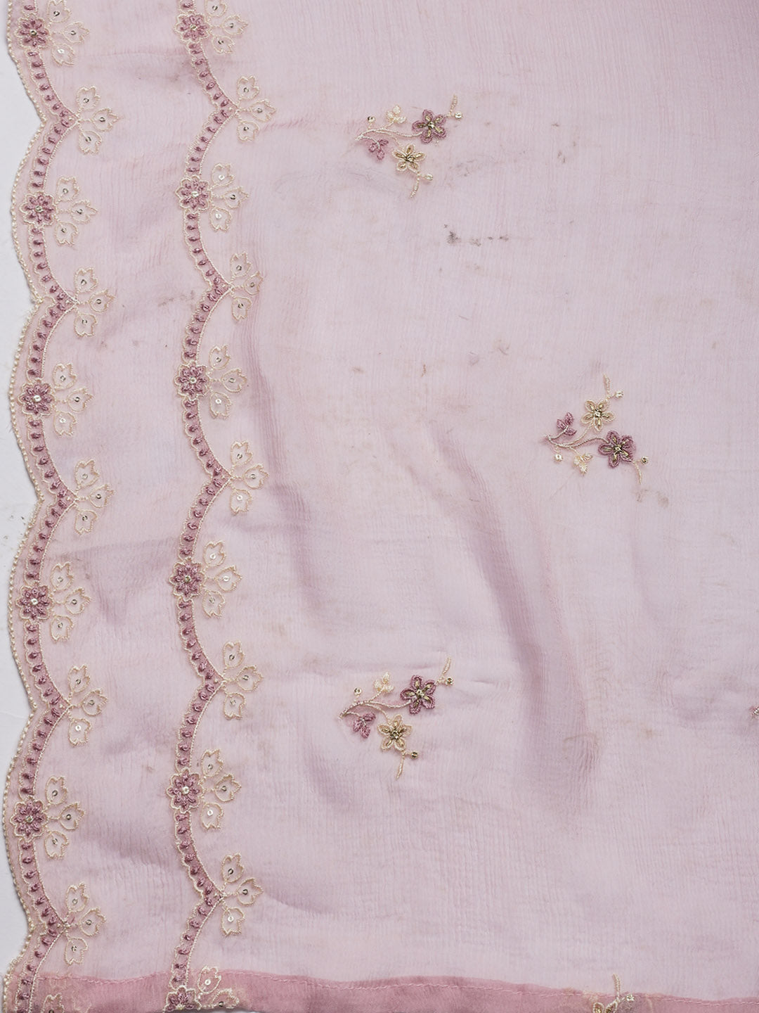 Embroidered Chanderi Unstitched Suit Piece With Dupatta