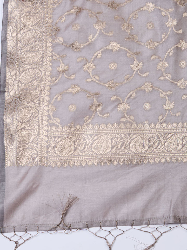 Woven Chanderi Unstitched Suit With Dupatta