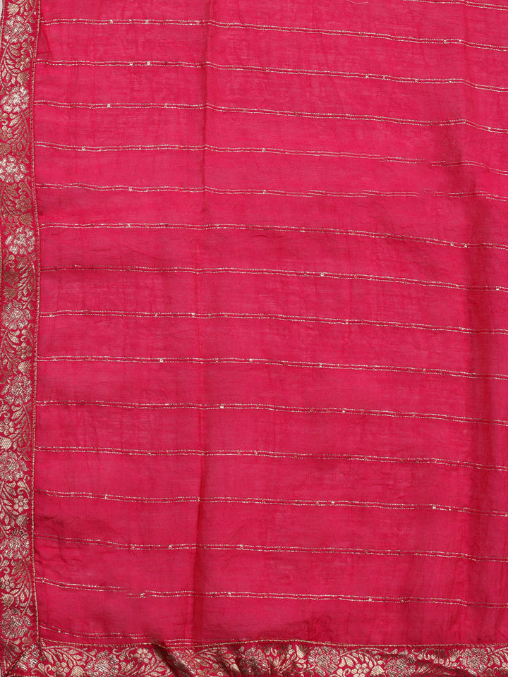 Neck Embroidered Chanderi Unstitched Suit Piece With Dupatta