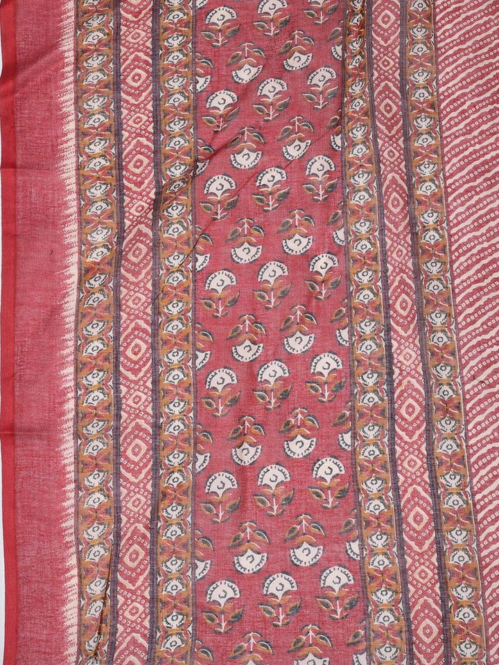 Floral Printed Cotton Unstitched Suit With Dupatta