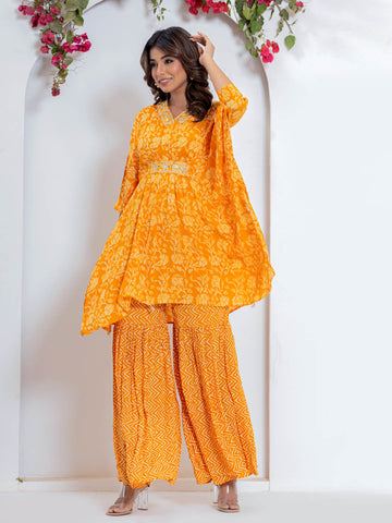 Floral Printed Muslin Kurta With Palazzo