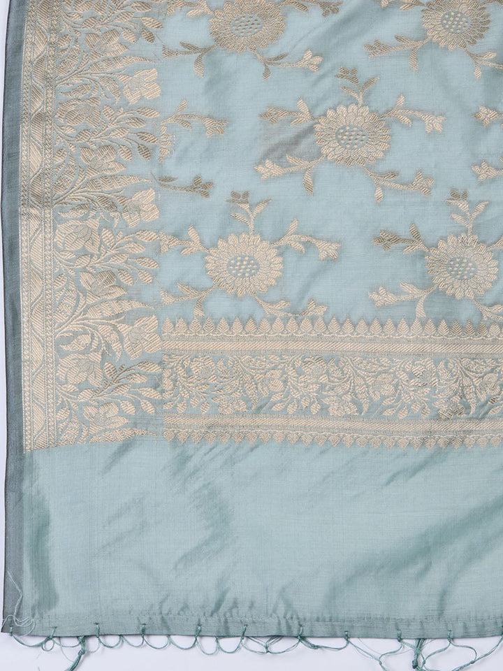 Woven Chanderi Unstitched Suit With Dupatta