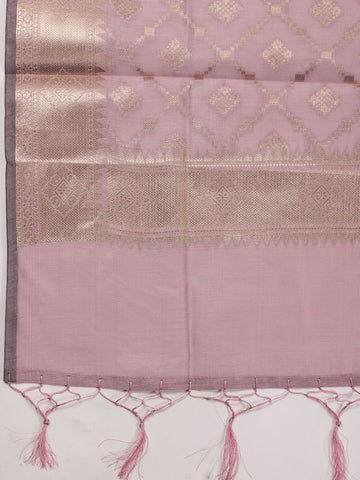 Floral Woven Chanderi Unstitched Suit With Dupatta