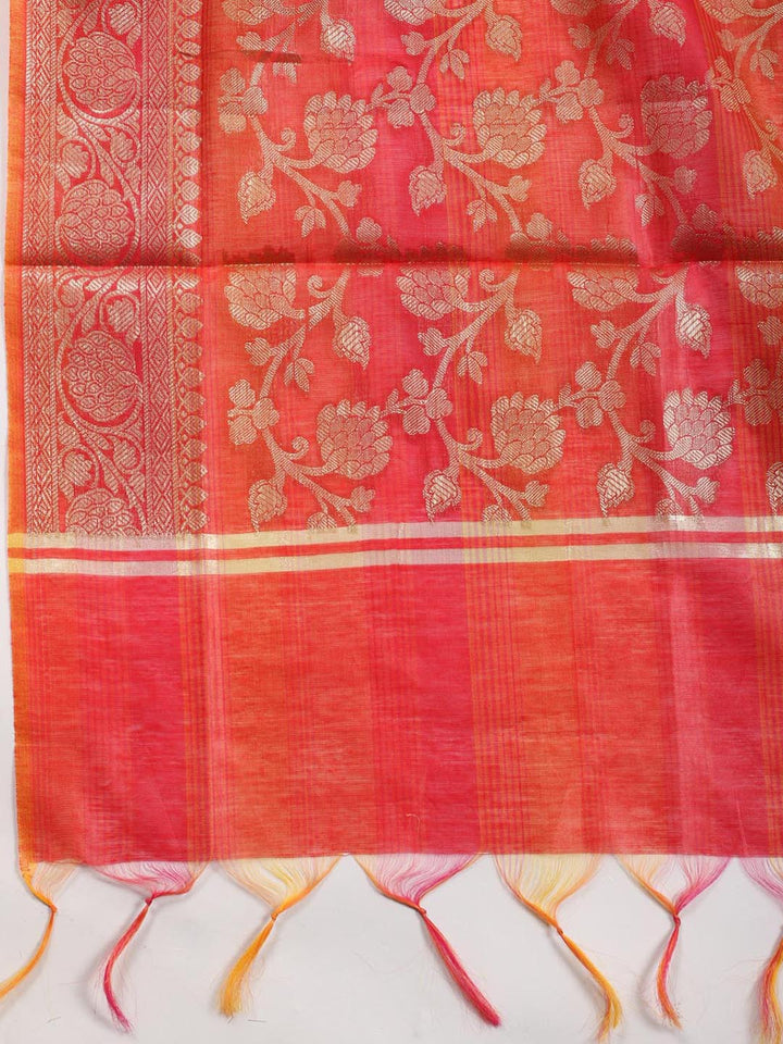 Woven Design Chanderi Unstitched Suit With Dupatta