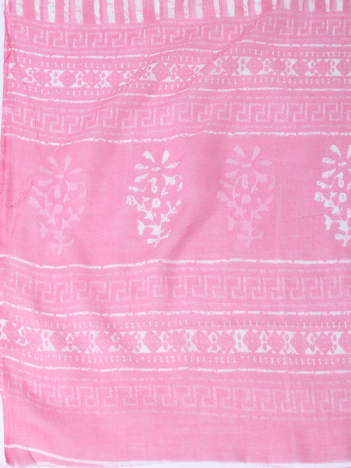 Neck Patti Cotton Blend Unstitched Suit With Dupatta