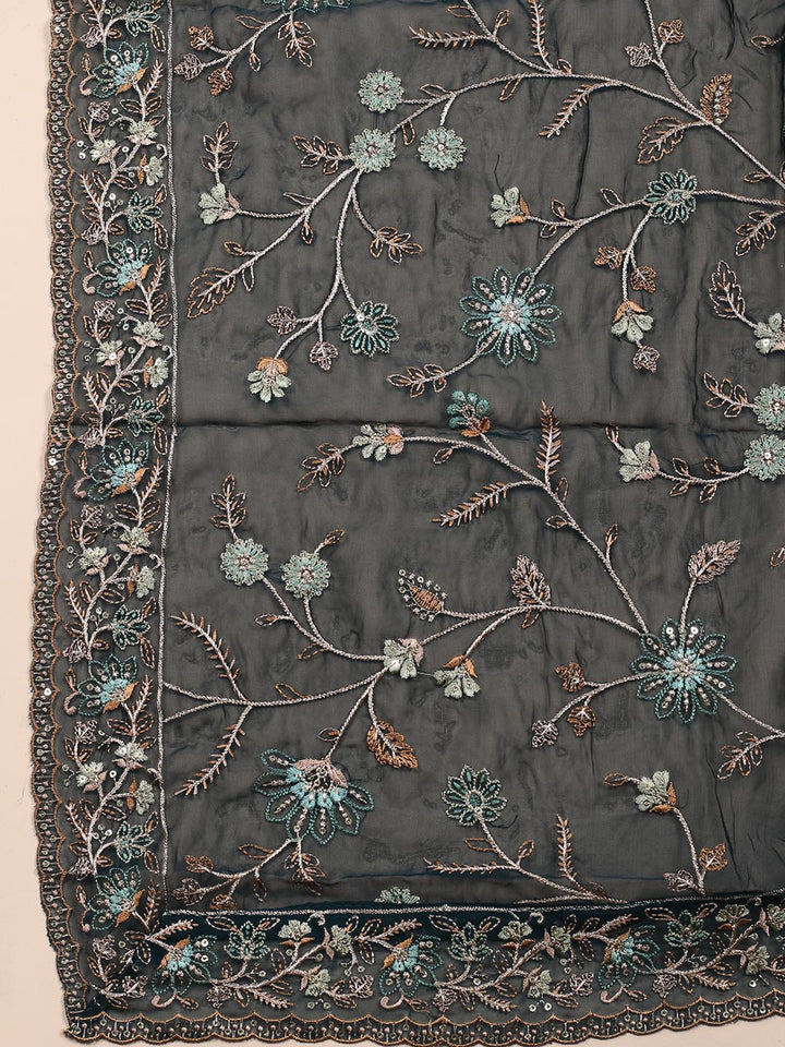 Stone Embroidery Georgette Unstitched Suit Piece With Dupatta