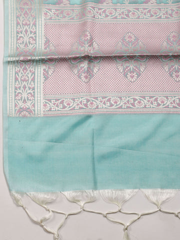 Woven Chanderi Unstitched Suit Piece With Dupatta