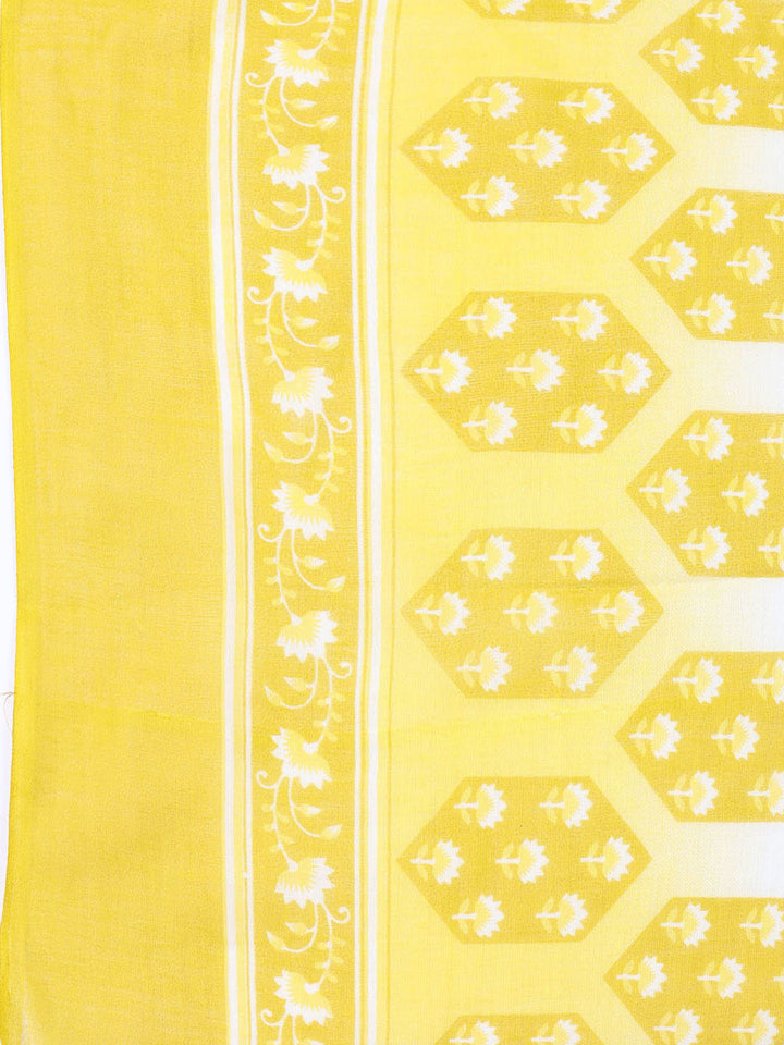 Neck Patti Cotton Blend Unstitched Suit With Dupatta