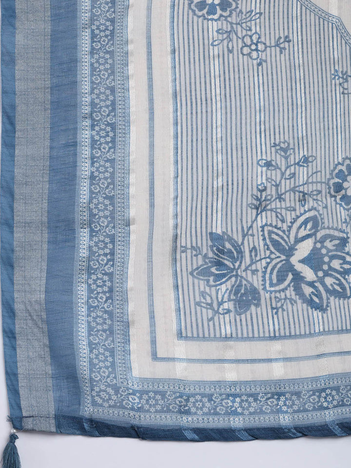 Printed Linen Unstitched Suit Piece With Dupatta