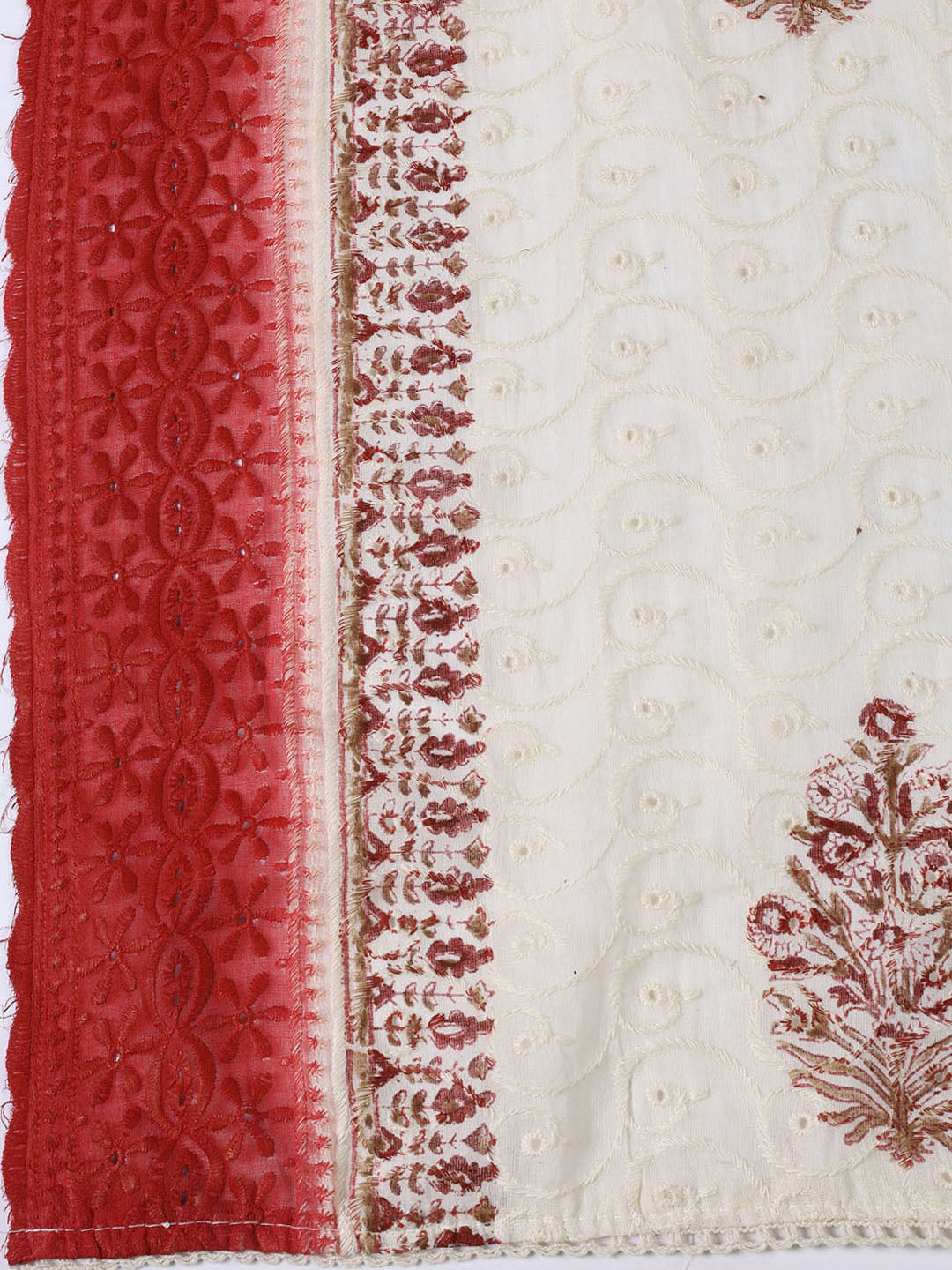 Neck Patti Cotton BlendUnstitched Suit Dupatta