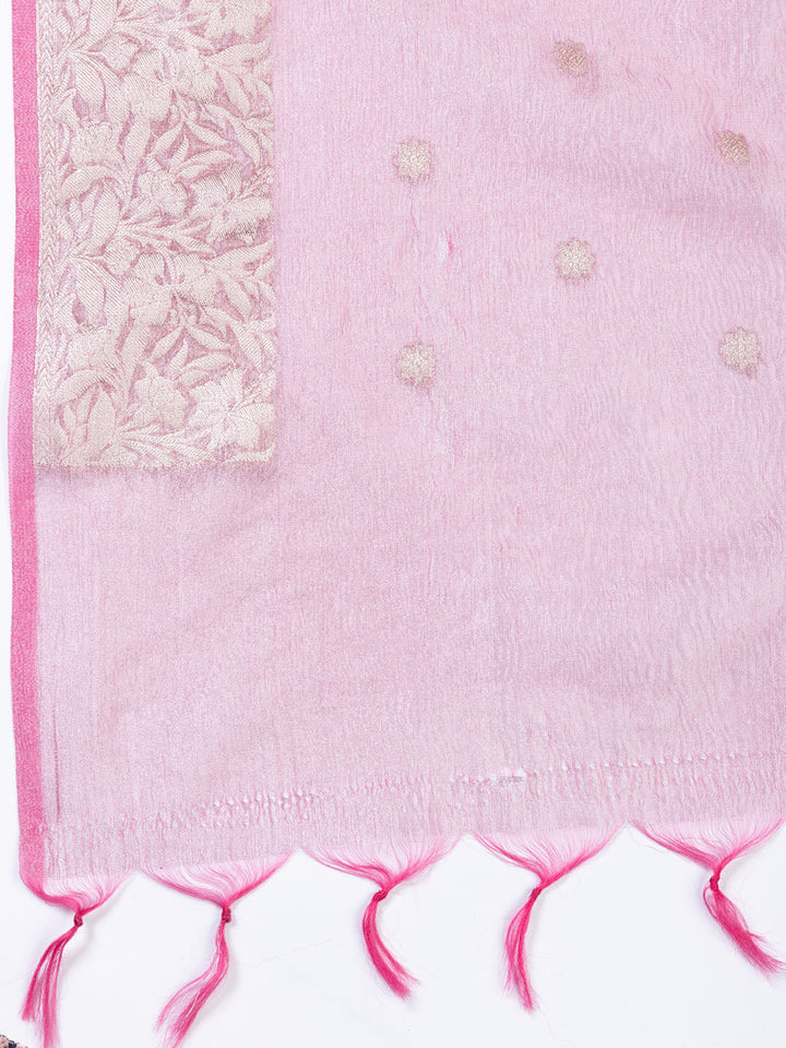 Neck Embroidered Tissue Unstitched Suit Piece With Dupatta