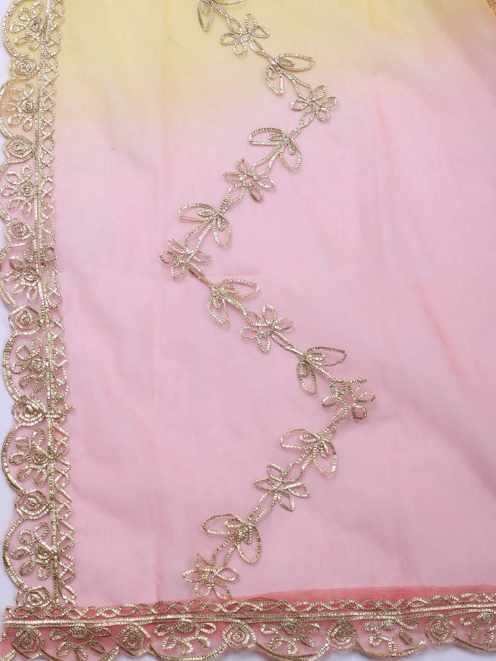 Neck Embroidery Chanderi Unstitched Suit With Dupatta