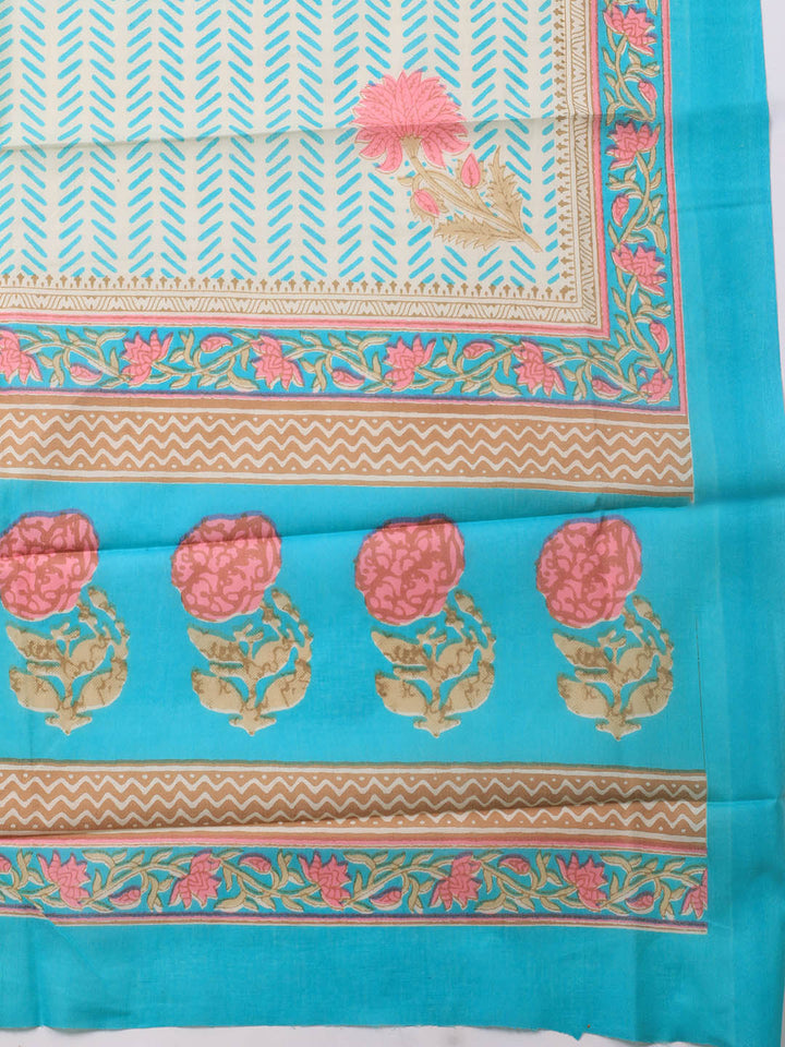 Printed Cotton Blend Unstitched Suit Piece With Dupatta