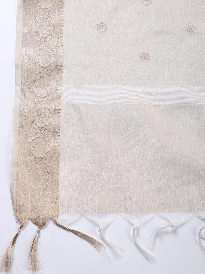 Neck Embroidered Tissue Unstitched Suit Piece With Dupatta