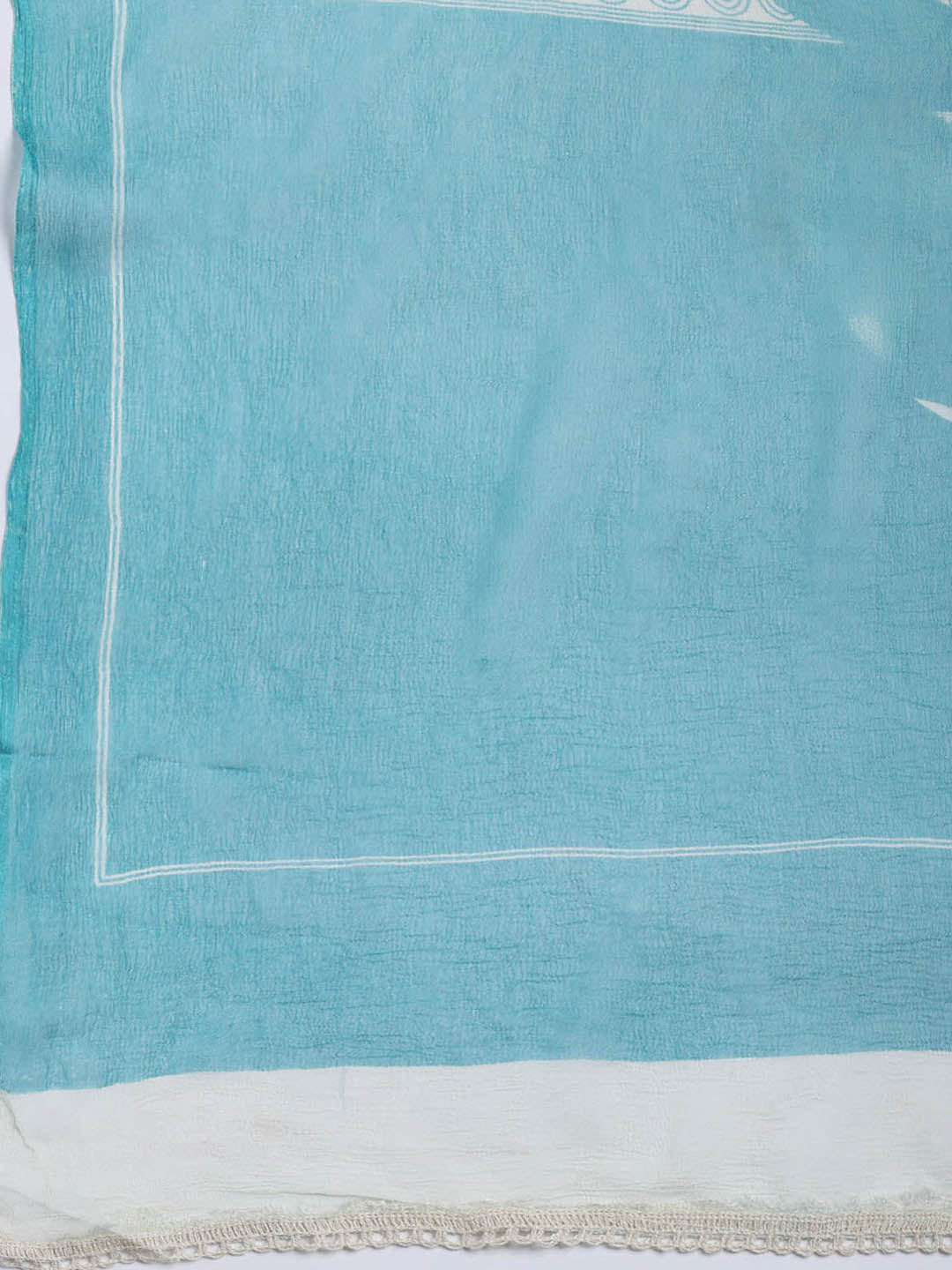 Printed Cotton Blend Unstitched Suit With Dupatta