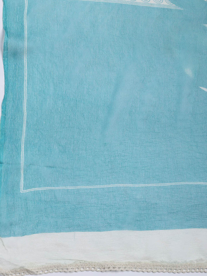 Printed Cotton Blend Unstitched Suit With Dupatta