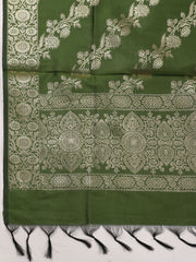 Woven Banarasi Chanderi Unstitched Suit With Dupatta