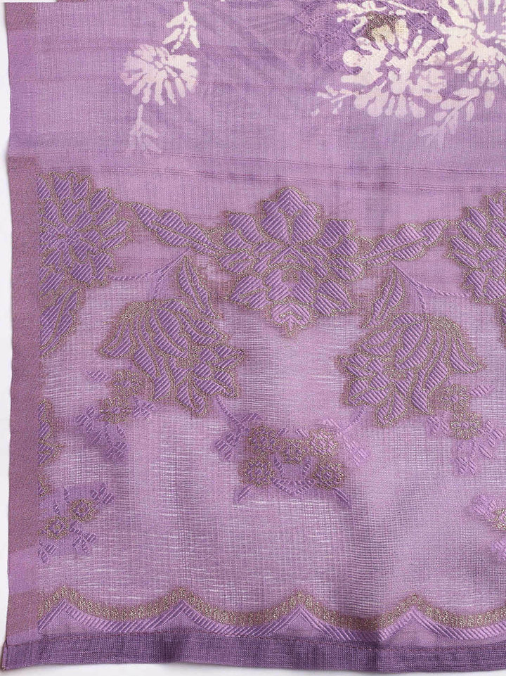 Printed Linen Unstitched Suit Piece With Dupatta