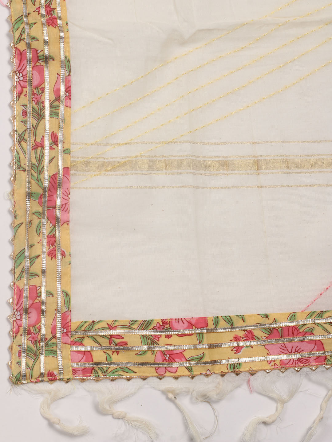 Neck Patti Cotton Blend Unstitched Suit Piece With Dupatta