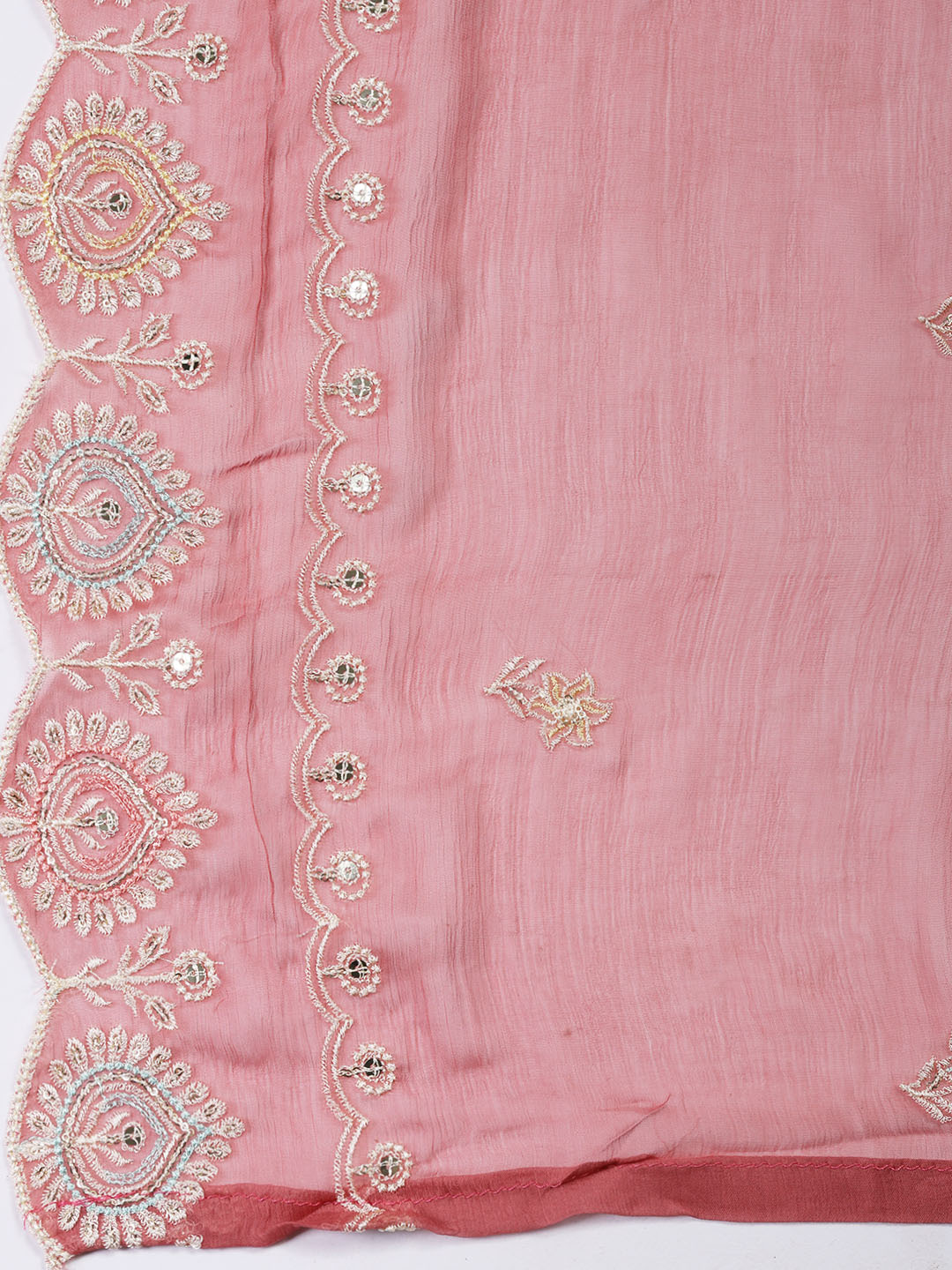 Embroidered Chanderi Unstitched Suit Piece With Dupatta