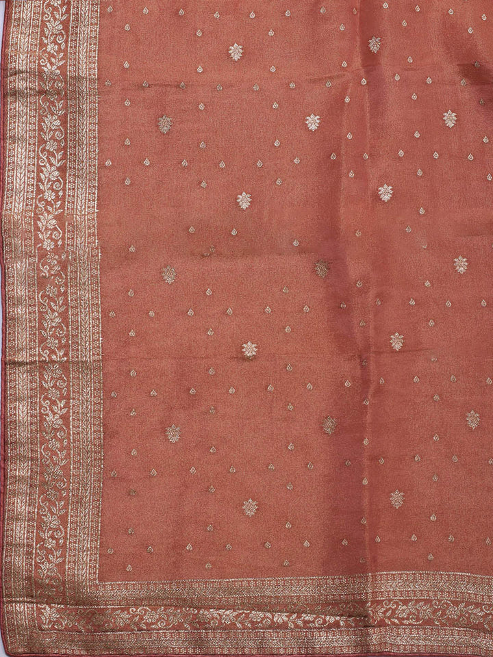 Embroidered Art Silk Unstitched Suit Piece With Dupatta