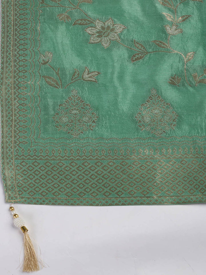 Embroidery Chanderi Unstitched Suit With Dupatta