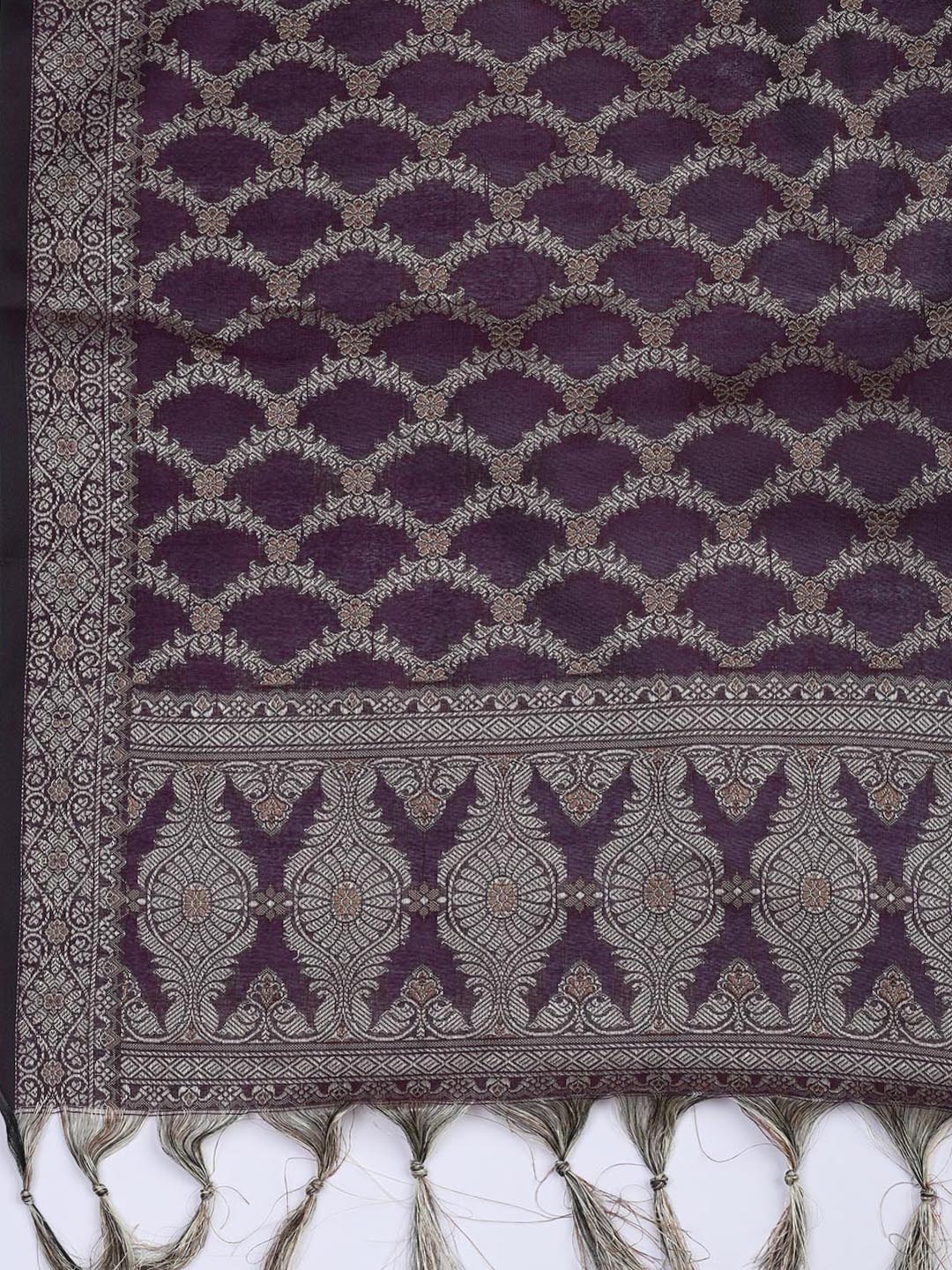 Floral Woven Booti Chanderi Unstitched Suit With Dupatta