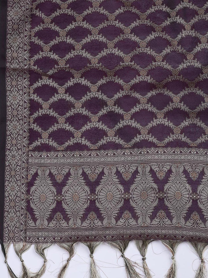 Floral Woven Booti Chanderi Unstitched Suit With Dupatta