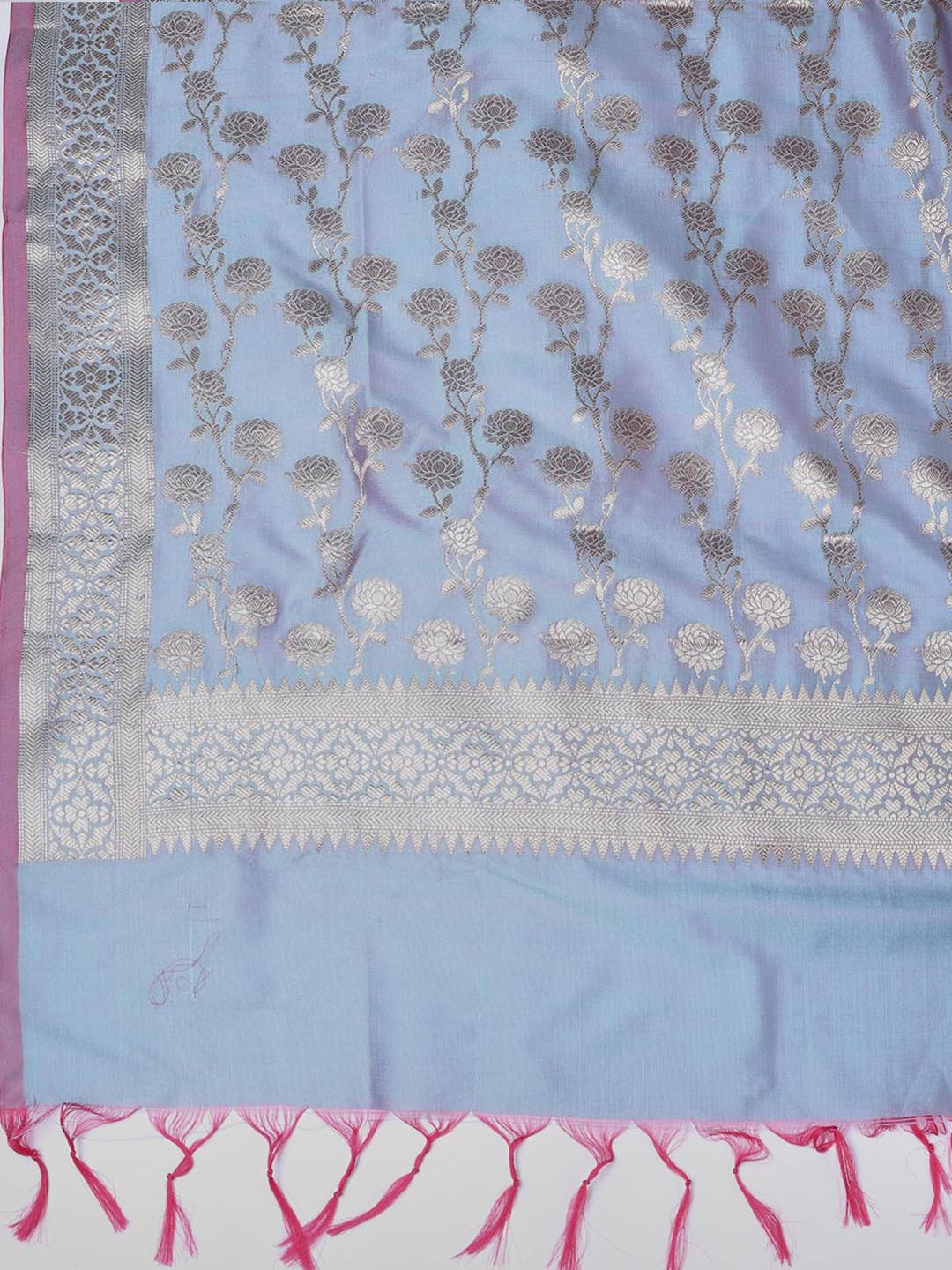 Floral Woven Booti Chanderi Unstitched Suit With Dupatta