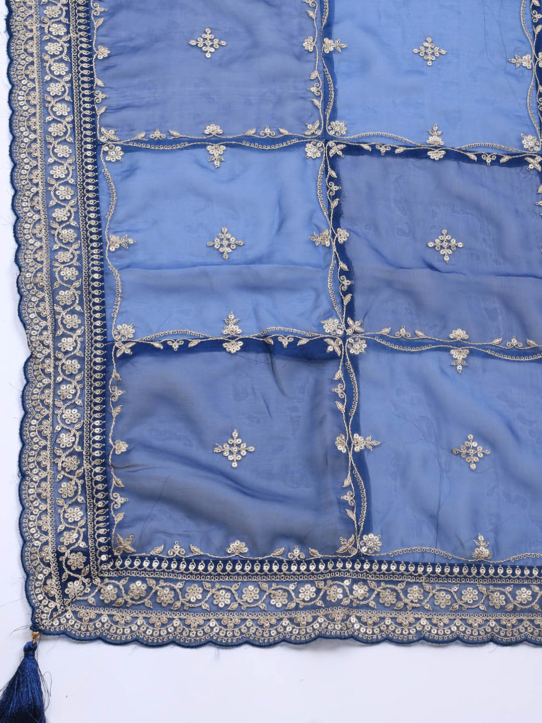 Embroidered Art Silk Unstitched Suit Piece With Dupatta