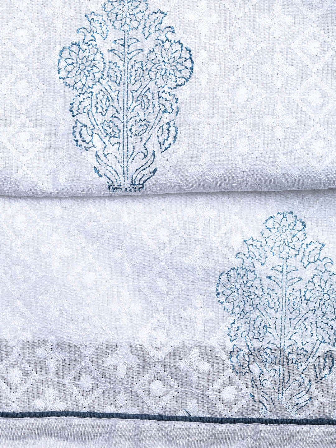 Printed Cotton Blend Unstitched Suit With Dupatta