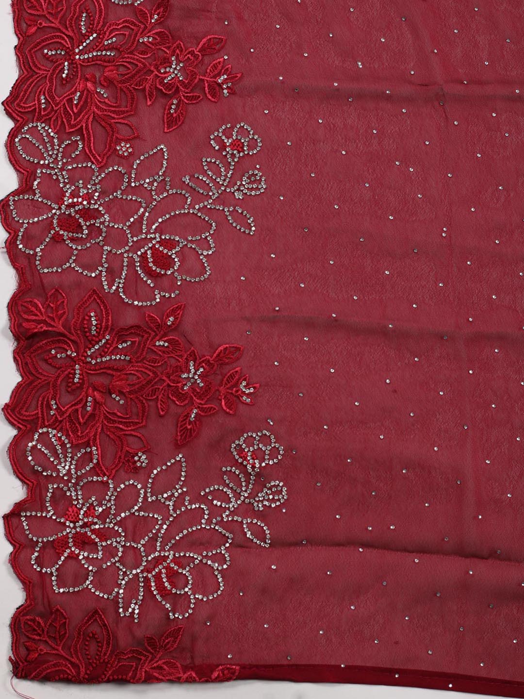 Stone Embroidery Art Silk Unstitched Suit Piece With Dupatta