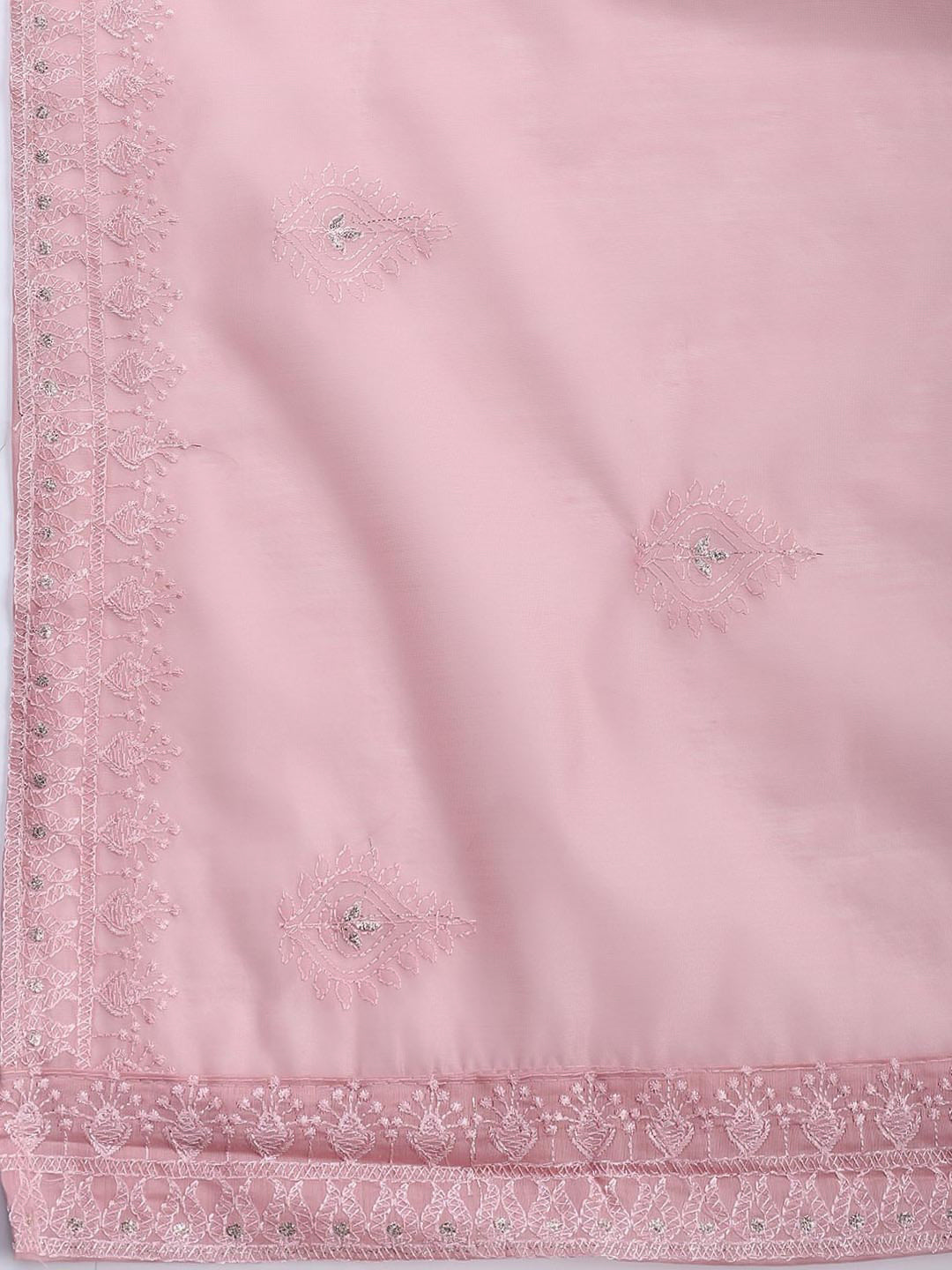 Embroidered Chanderi Unstitched Suit With Dupatta