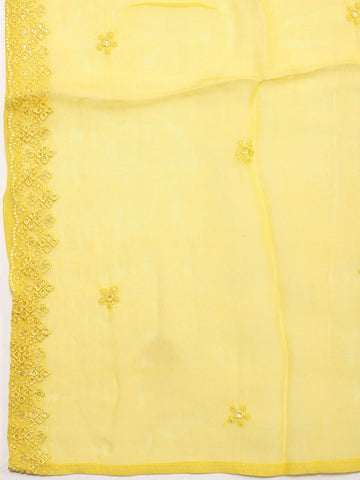 Panel Embroidery Linen Unstitched Suit With Dupatta