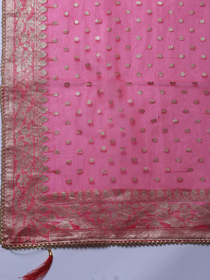 Neck Embroidery Tissue Unstitched Suit With Dupatta