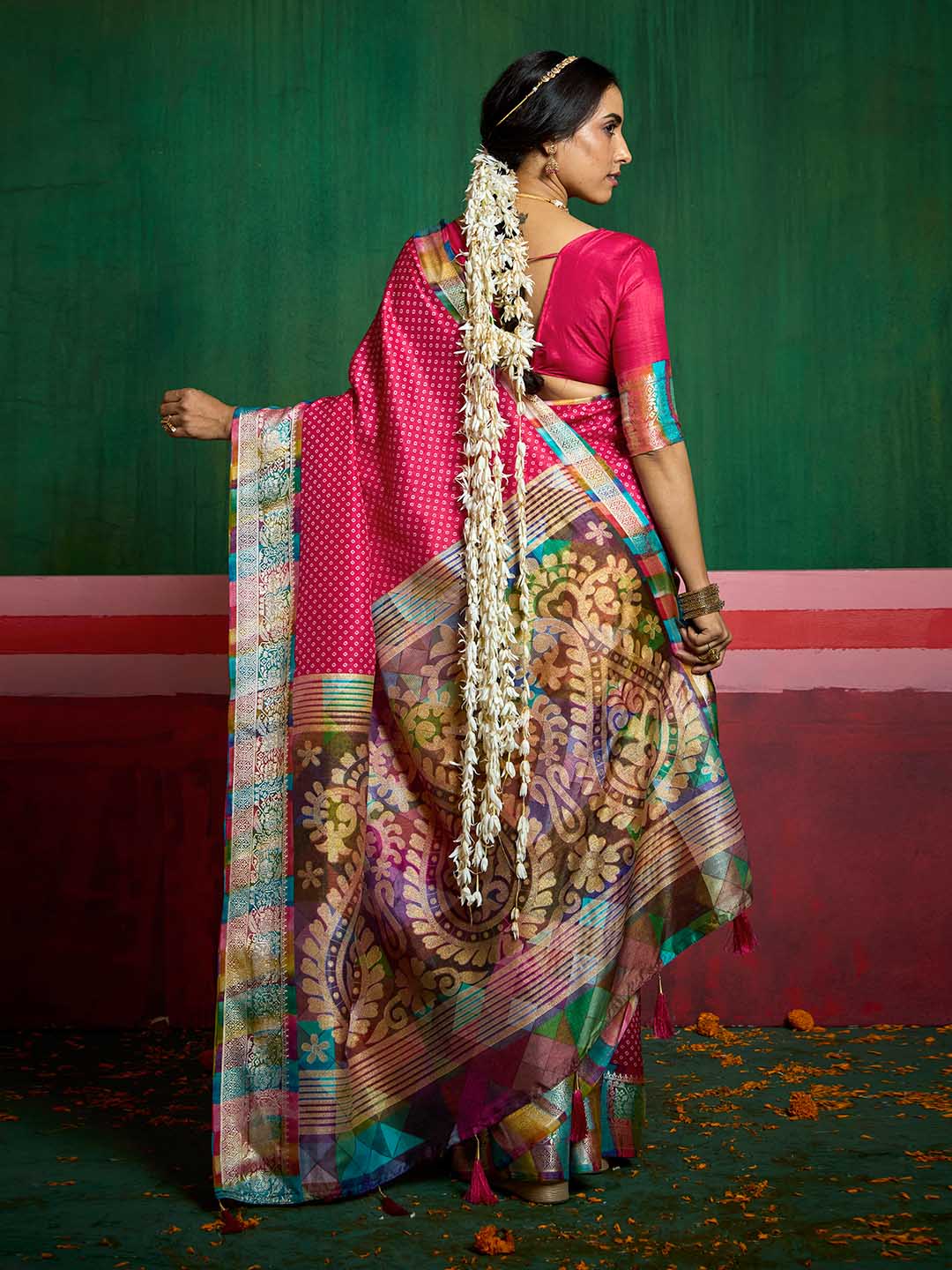 Bandhani Printed Art Silk Saree