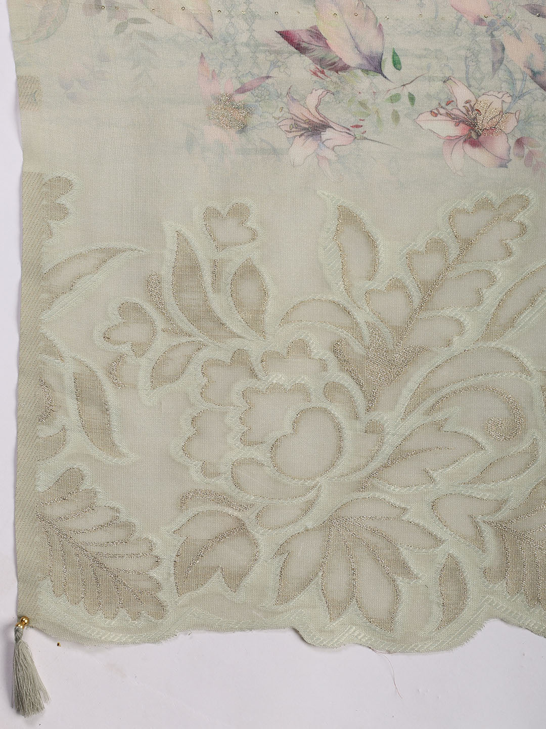 Embroidery Linen Unstitched Suit With Dupatta