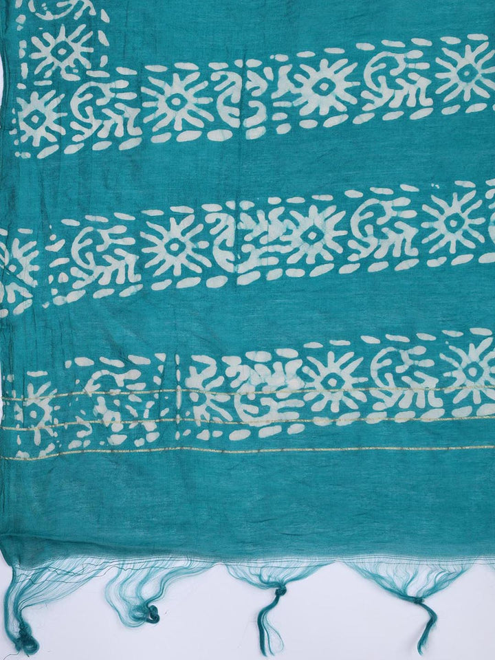 Schiffli Embroidery Cotton Blend Unstitched Suit With Dupatta