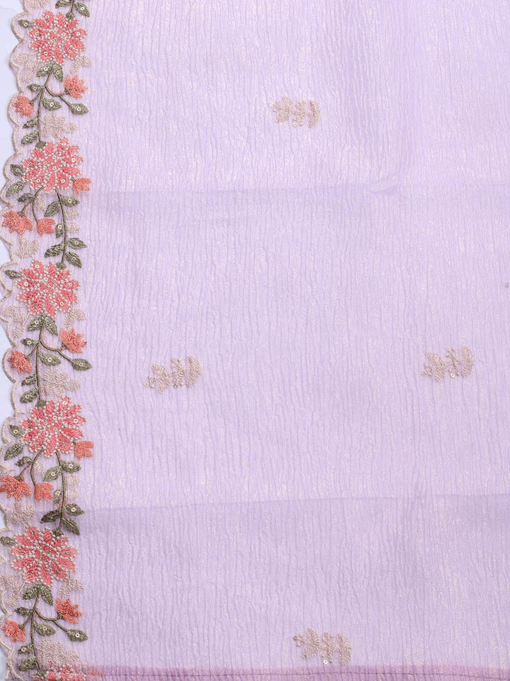 Neck Embroidery Organza Unstitched Suit Piece With Dupatta