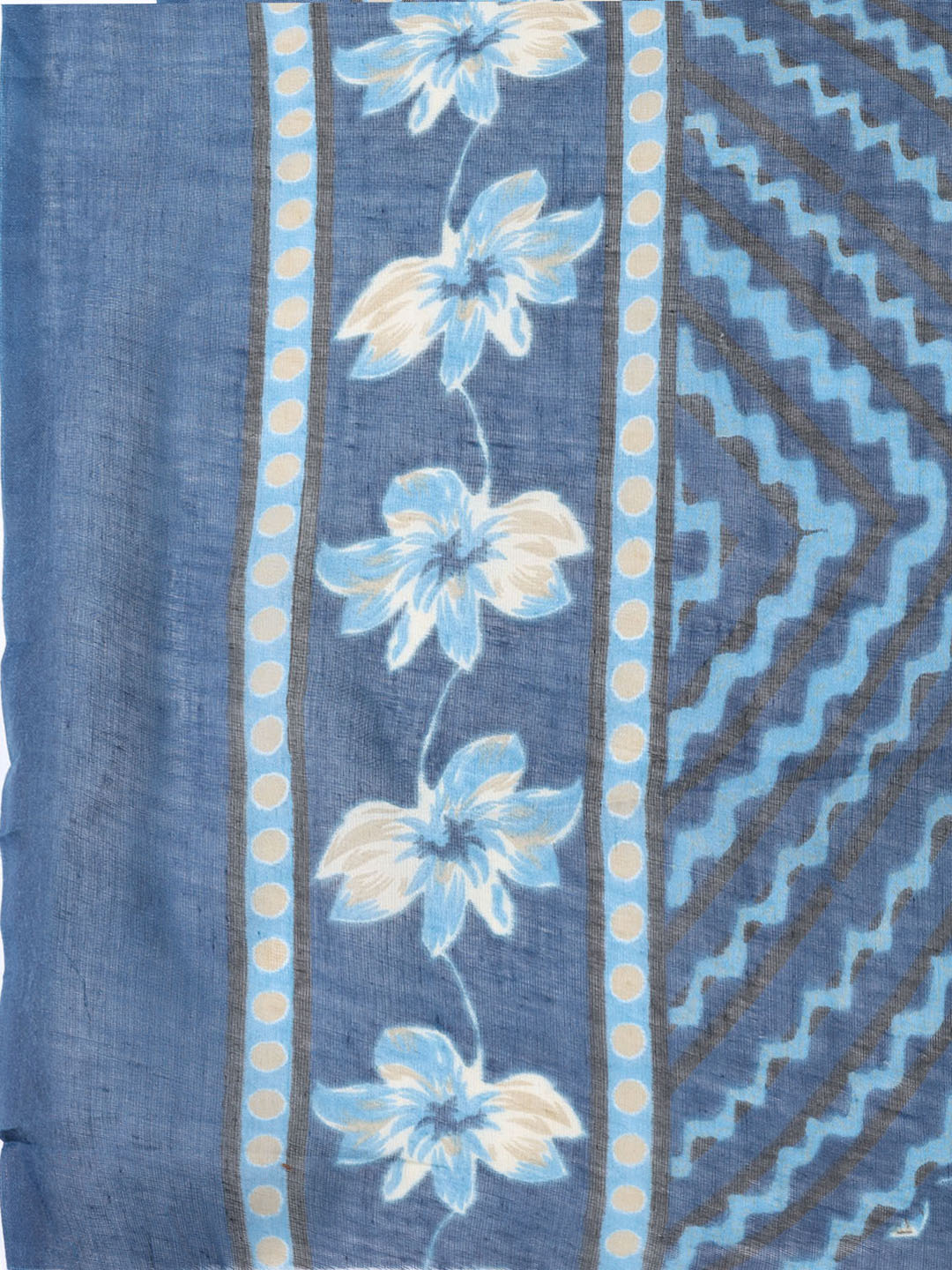 Printed Cotton Blend Unstitched Suit With Dupatta