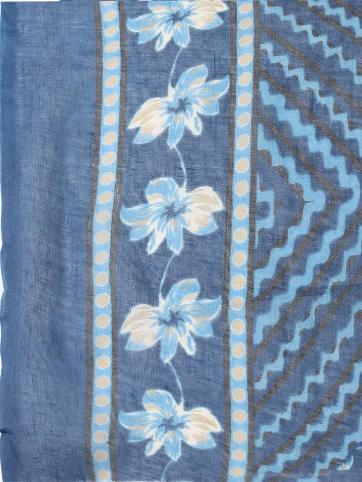 Printed Cotton Blend Unstitched Suit With Dupatta