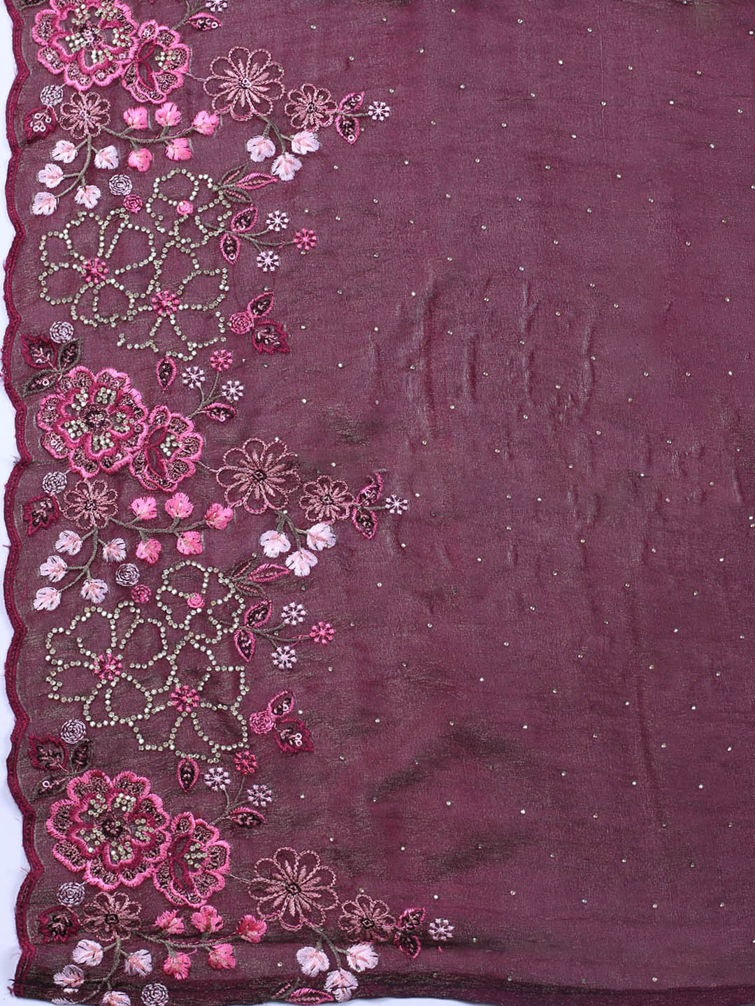Embroidered Chinon Unstitched Suit With Dupatta