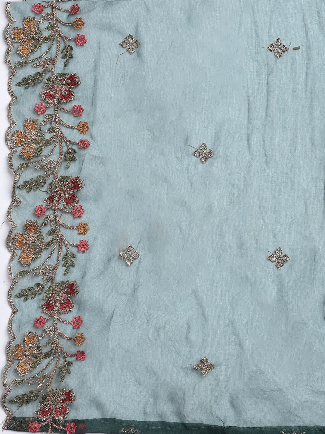 Neck Embroidery Organza Unstitched Suit Piece With Dupatta