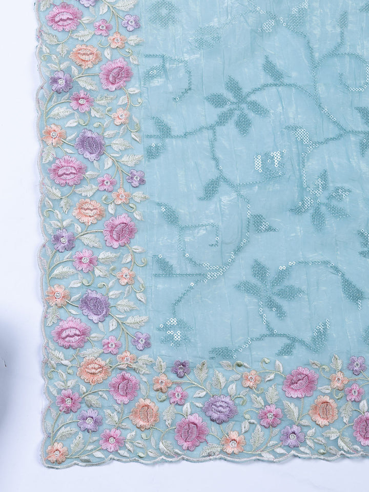 Embroidered Tissue Unstitched Suit With Dupatta